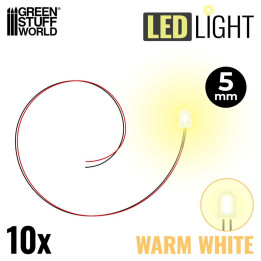 LEDs WARM WHITE light - 5mm / LED diódy TEPLÁ BIELA - 5 mm 10ks