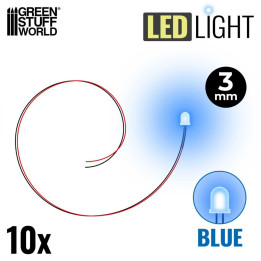 LEDs BLUE light - 3mm / LED diódy MODRÁ - 3 mm 10ks