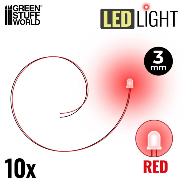 LEDs RED light - 3mm / LED diódy ČERVENÁ - 3 mm 10ks