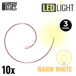 LEDs WARM WHITE light - 3mm / LED diódy TEPLÁ BIELA - 3 mm 10ks