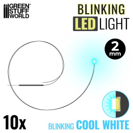 LEDs BLINKING COOL WHITE light - 2mm / LED diódy BLIKAJÚCA STUDENÁ BIELA - 2 mm 10ks