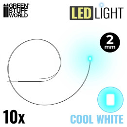 LEDs COOL WHITE light - 2mm / LED diódy STUDENÁ BIELA - 2 mm 10ks