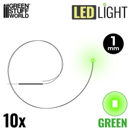 LEDs GREEN light - 1mm / LED diódy ZELENÁ - 1 mm 10ks