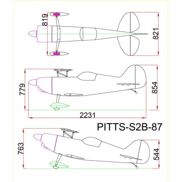 73" Pitts S2B Žlutý (1,85m)
