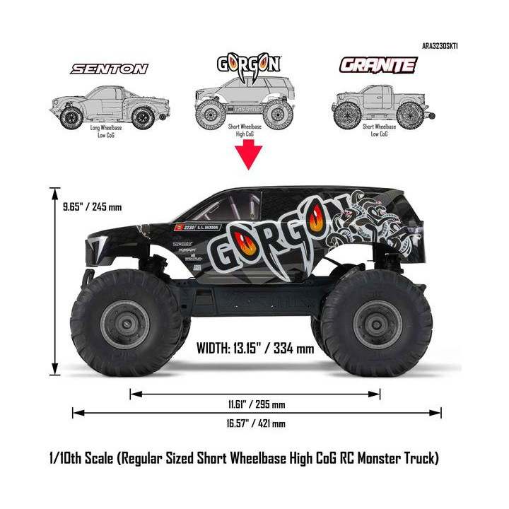 Arrma Gorgon 1:10 Kit Smart RTA čirá