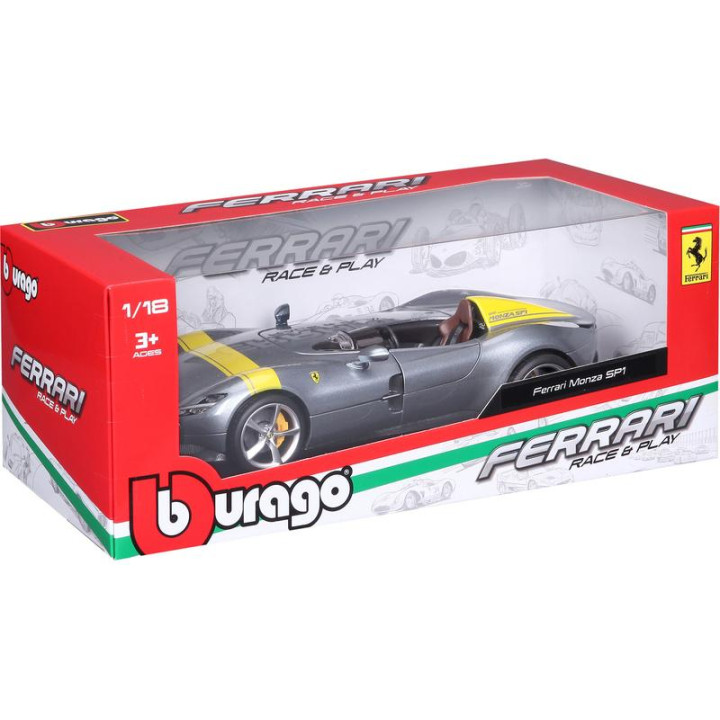 Bburago Ferrari Monza SP1 1:18 stříbrná metalíza