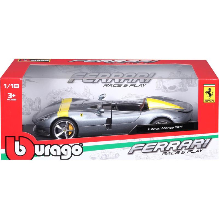 Bburago Ferrari Monza SP1 1:18 stříbrná metalíza