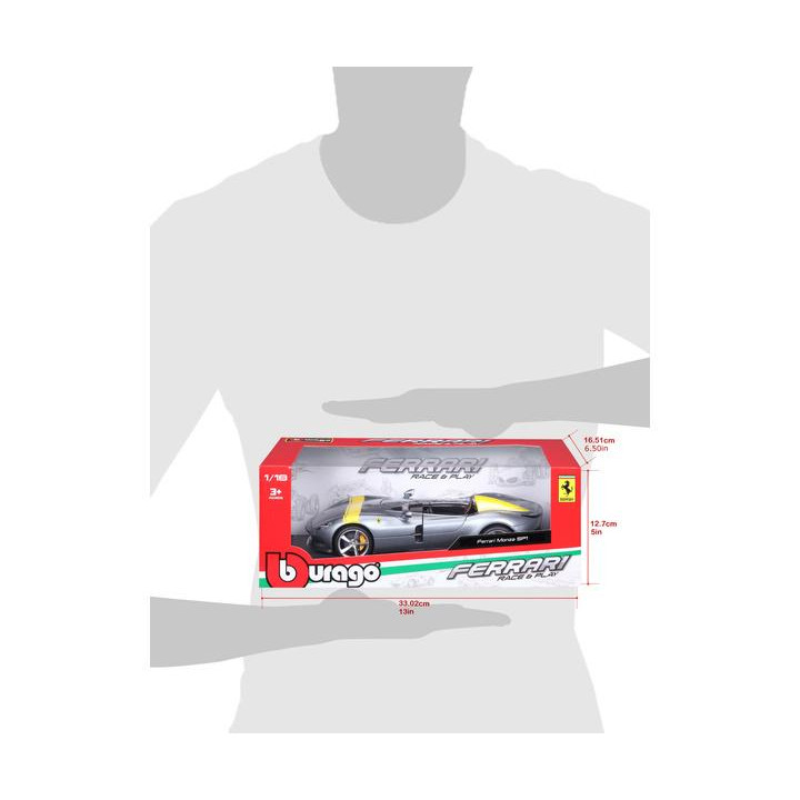 Bburago Ferrari Monza SP1 1:18 stříbrná metalíza