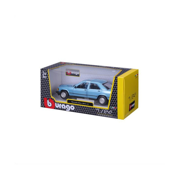 Bburago Mercedes-Benz 190E 1987 1:24 světle modrá metalíza