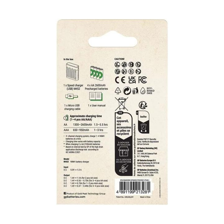 GP USB nabíječ Speed AA/AAA + 4xAA 2600mAh GP ReCyko