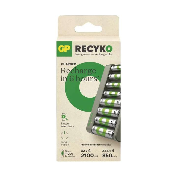 GP USB nabíječ ECO AA/AAA + 4xAA 2100mAh + 4xAAA 850mAh GP ReCyko