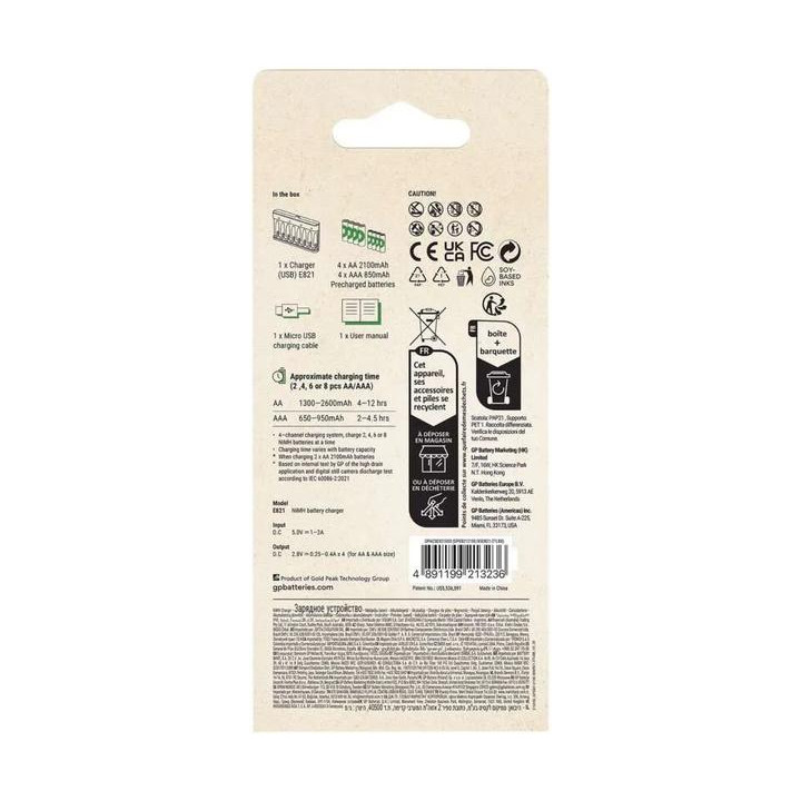 GP USB nabíječ ECO AA/AAA + 4xAA 2100mAh + 4xAAA 850mAh GP ReCyko