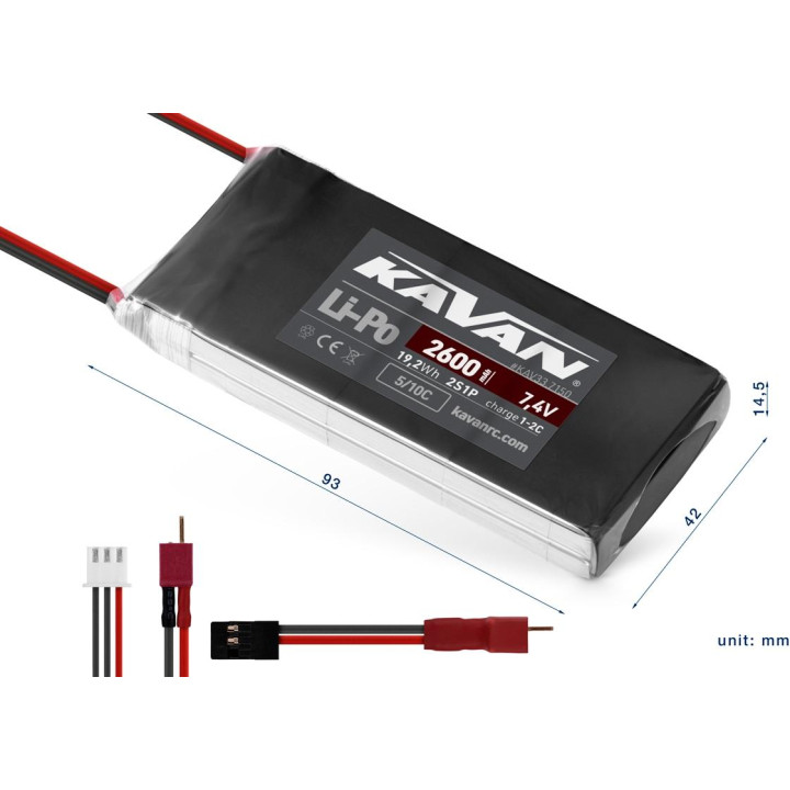 KAVAN Li-Po 2600mAh/7,4V 5/10C pro Aurora 9X
