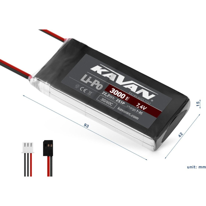 KAVAN Li-Po 3000mAh/7,4V 30/60C RX
