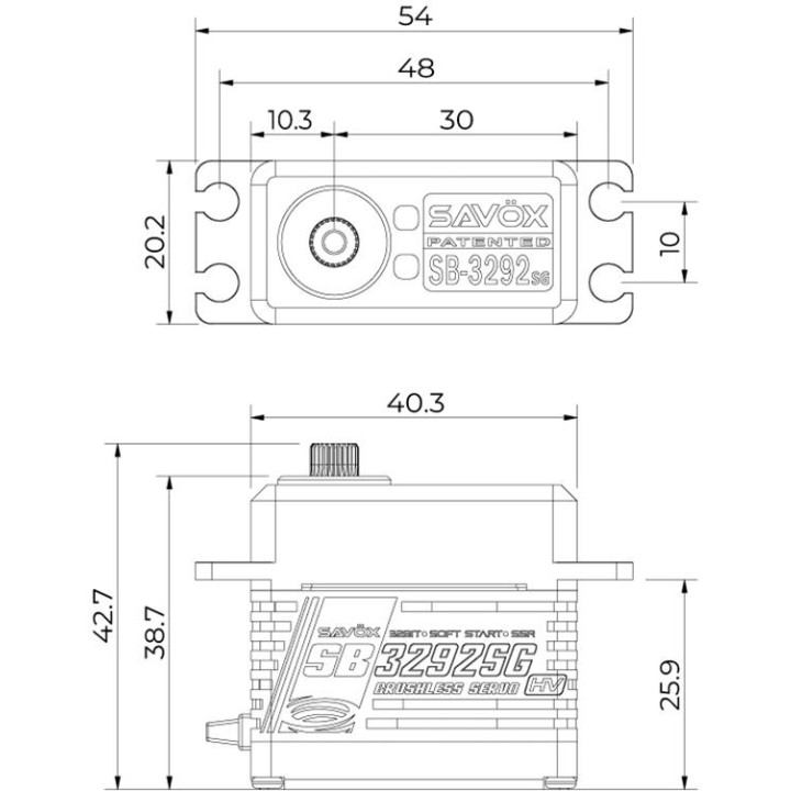 SB-3292SG BRUSHLESS HiVOLT Digitální servo (55kg-0,055s/60°)