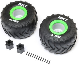 Losi kolo 2.6" s pneu BKT Monster Truck Tire, střední vložka, beadlock zelený (2): LMT 2.0