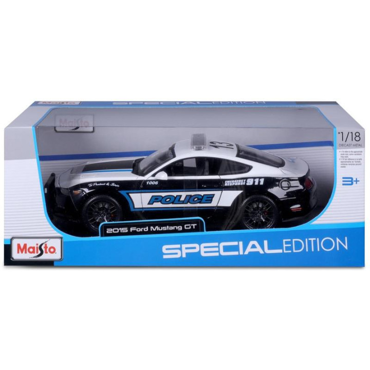 Maisto Ford Mustang GT 2015 1:18 černo-bílá