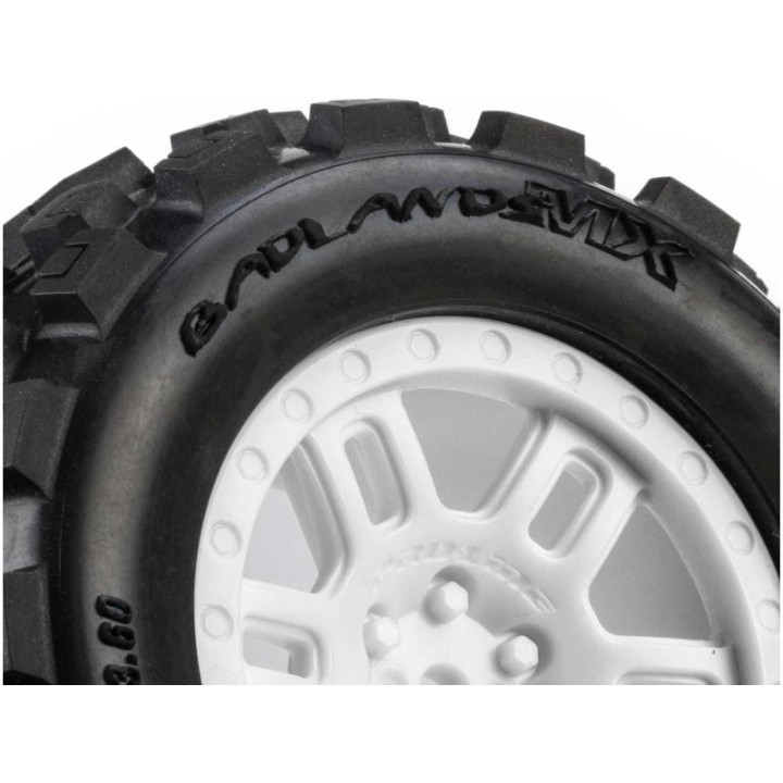 Pro-Line kolo 1:16 s pneu Badlands MX, disk Split Six bílý, 12mm (2): Arrma Mini Kraton