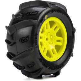 Pro-Line kolo 1:16 s pneu Dumont Paddle, disk Split Six žlutý, 12mm (2): Arrma Mini Kraton