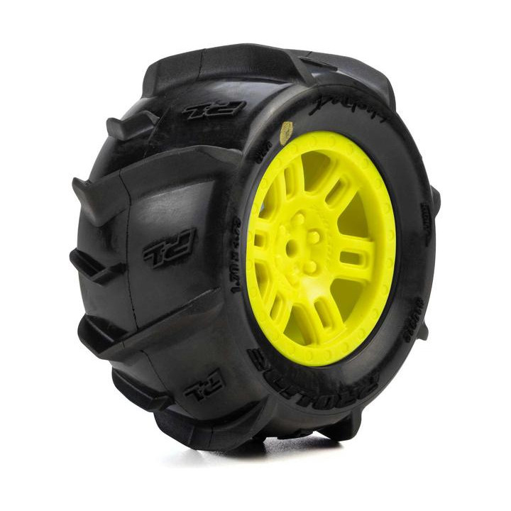 Pro-Line kolo 1:16 s pneu Dumont Paddle, disk Split Six žlutý, 12mm (2): Arrma Mini Kraton