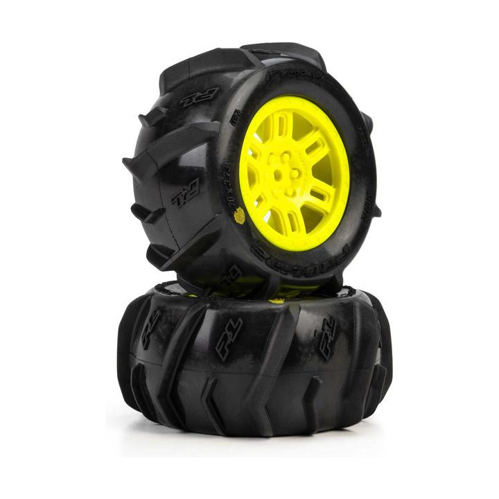 Pro-Line kolo 1:16 s pneu Dumont Paddle, disk Split Six žlutý, 12mm (2): Arrma Mini Kraton