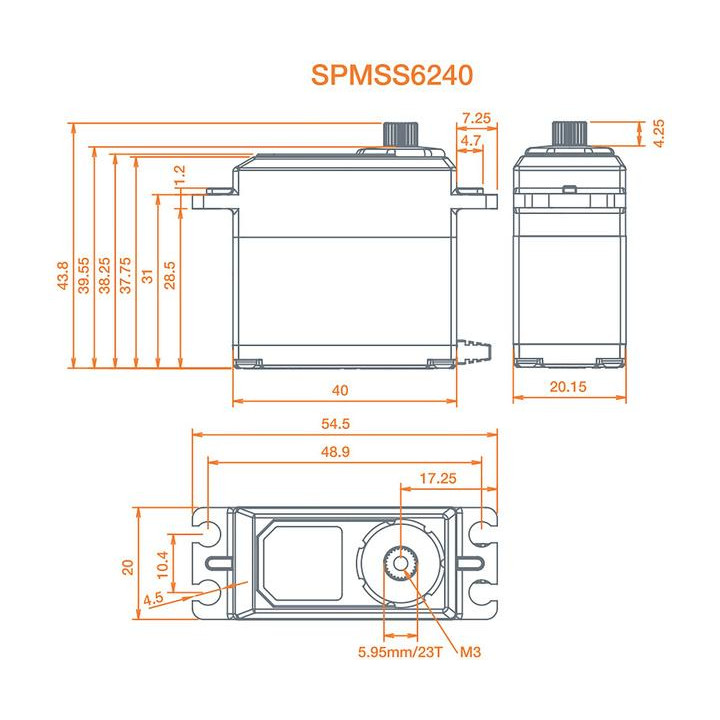 Spektrum servo S6240 Car High Speed 15kg.cm 0.08s/60° 23T