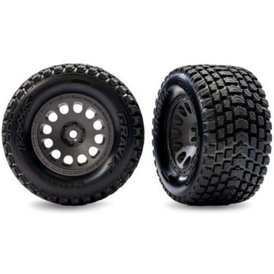 Traxxas kolo 2.1/2.6", disk uhlově šedý, pneu Gravix (přední) (2)
