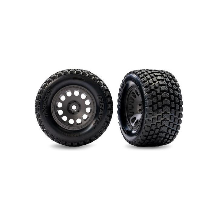 Traxxas kolo 2.1/2.6", disk uhlově šedý, pneu Gravix (přední) (2)