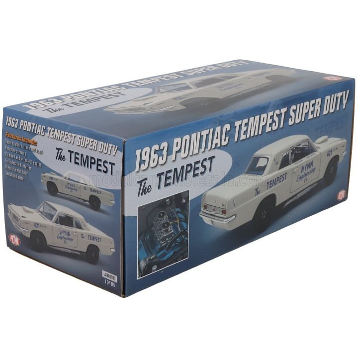 ACME MODELS PONTIAC TEMPEST SUPER DUTY WYNN ENGINEERING RACING 1963 - WHITE 1/18