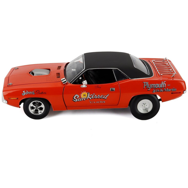 ACME MODELS PLYMOUTH BARRACUDA HEMI SUN KISSED CUDA 1970 - ORANGE BLACK 1/18