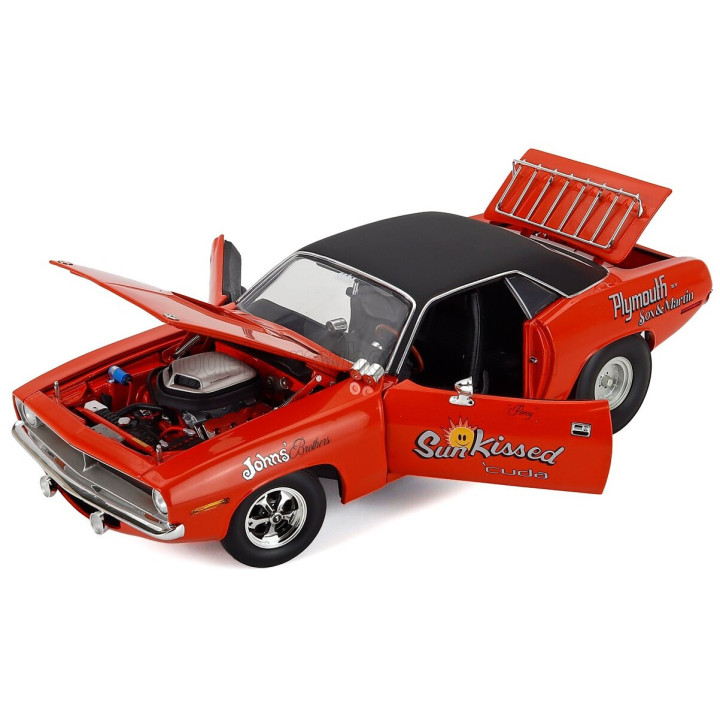 ACME MODELS PLYMOUTH BARRACUDA HEMI SUN KISSED CUDA 1970 - ORANGE BLACK 1/18