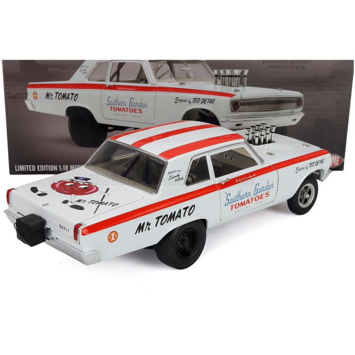 ACME MODELS DODGE CORONET AWB MR. TOMATO RACING 1965 - WHITE RED 1/18
