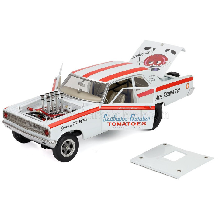 ACME MODELS DODGE CORONET AWB MR. TOMATO RACING 1965 - WHITE RED 1/18