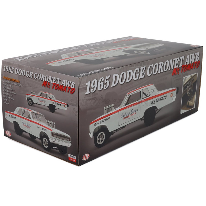 ACME MODELS DODGE CORONET AWB MR. TOMATO RACING 1965 - WHITE RED 1/18