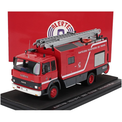 ALERTE IVECO FIAT 135-17 TANKER TRUCK SIDES FE10 BSPP SAPEURS POMPIERS DE PARIS 1986 - RED GREY 1/43
