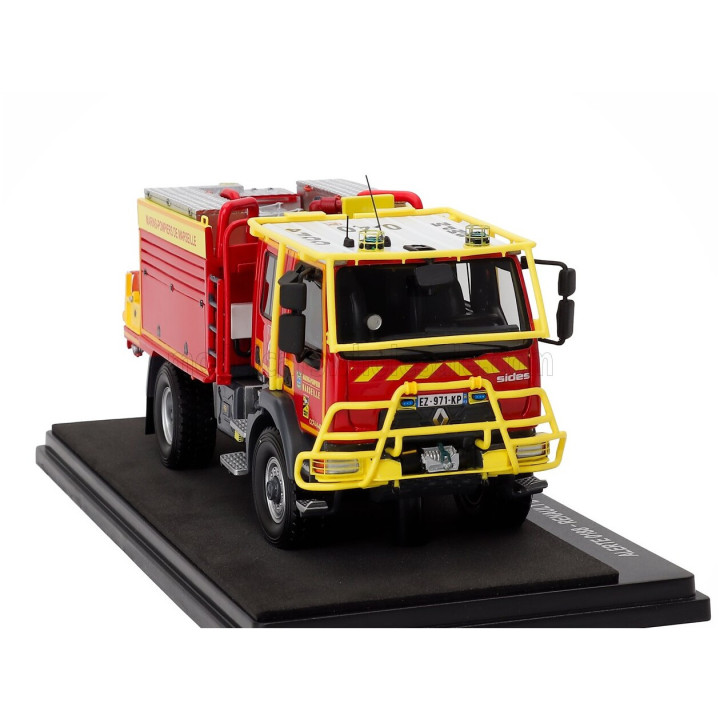 ALERTE RENAULT D14 TANKER TRUCK DOUBLE CABINE SIDES CCFM BMPM SAPEURS POMPIERS MARINS DE MARSEILLE 2-ASSI 2019 - RED YELLOW 1/43
