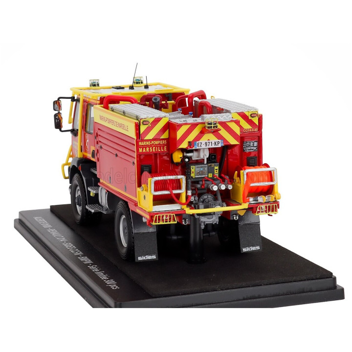 ALERTE RENAULT D14 TANKER TRUCK DOUBLE CABINE SIDES CCFM BMPM SAPEURS POMPIERS MARINS DE MARSEILLE 2-ASSI 2019 - RED YELLOW 1/43