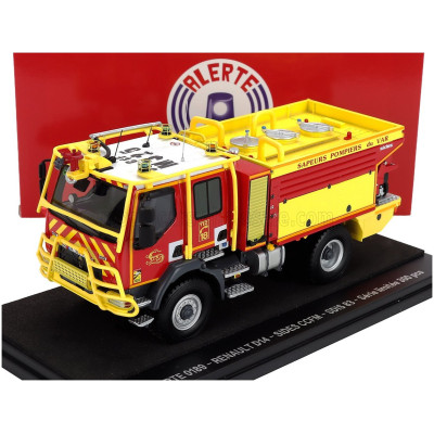 ALERTE RENAULT D14 TANKER TRUCK DOUBLE CABINE SIDES CCFM SDIS 83 SAPEURS POMPIERS DU VAR 2-ASSI 2019 - RED YELLOW 1/43