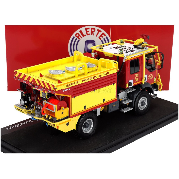 ALERTE RENAULT D14 TANKER TRUCK DOUBLE CABINE SIDES CCFM SDIS 83 SAPEURS POMPIERS DU VAR 2-ASSI 2019 - RED YELLOW 1/43