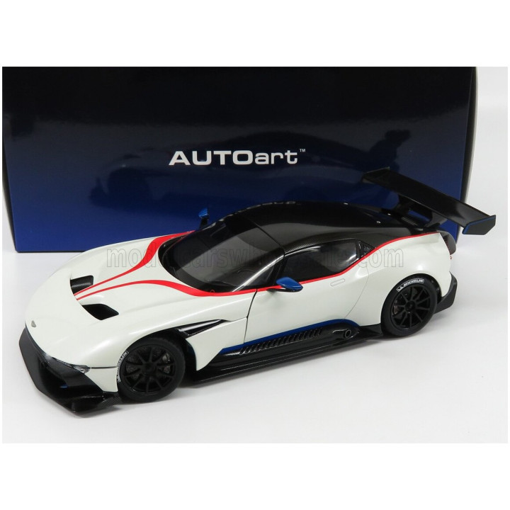 AUTOART ASTON MARTIN VULCAN COUPE 2015 - WHITE BLUE RED STRIPES 1/18