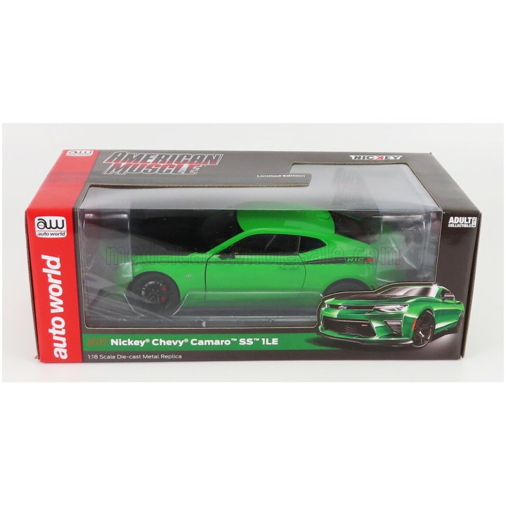 AUTOWORLD CHEVROLET CAMARO SS 1LE NICKEY COUPE 2017 - GREEN BLACK 1/18