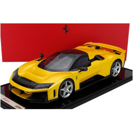 BBR MODELS FERRARI F80 2024 - SILVER RIMS - CON VETRINA - WITH SHOWCASE - GIALLO TRISTRATO - YELLOW 1/12