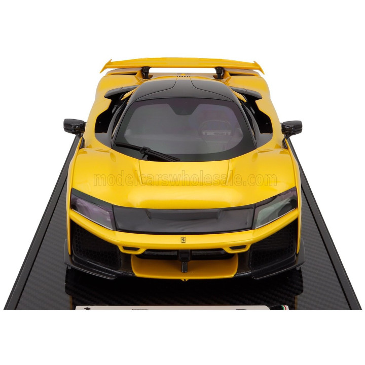 BBR MODELS FERRARI F80 2024 - SILVER RIMS - CON VETRINA - WITH SHOWCASE - GIALLO TRISTRATO - YELLOW 1/12