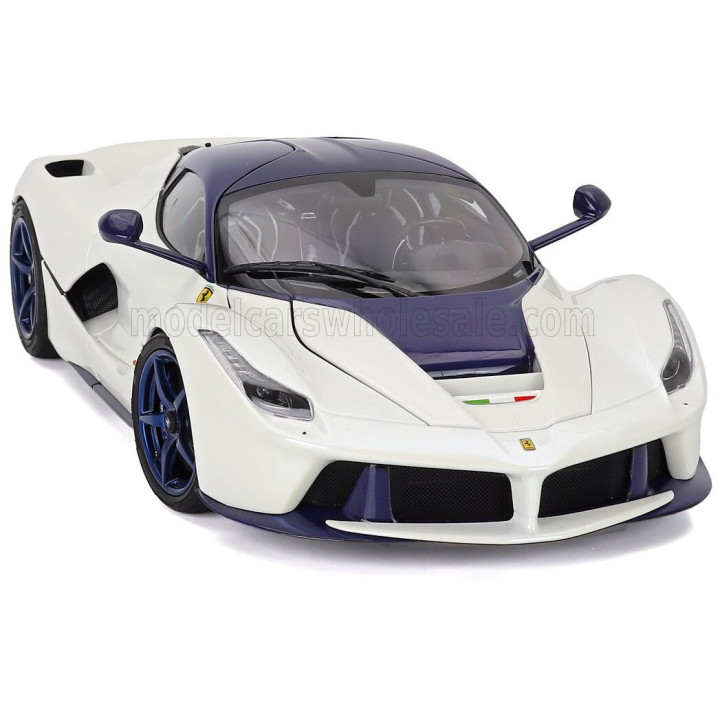 BBR MODELS FERRARI LAFERRARI 2013 - POLIFOAM PACK - WHITE CARBON BLUE 1/18