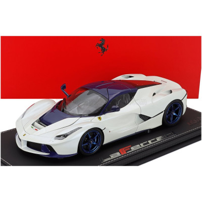 BBR MODELS FERRARI LAFERRARI 2013 - CON VETRINA - WITH SHOWCASE - LUXURY PACK - WHITE BLUE 1/18