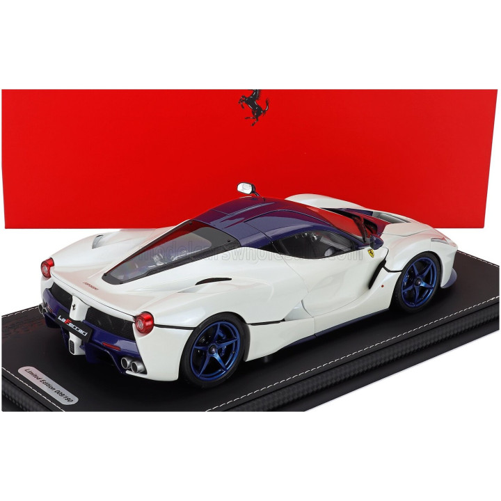 BBR MODELS FERRARI LAFERRARI 2013 - CON VETRINA - WITH SHOWCASE - LUXURY PACK - WHITE BLUE 1/18