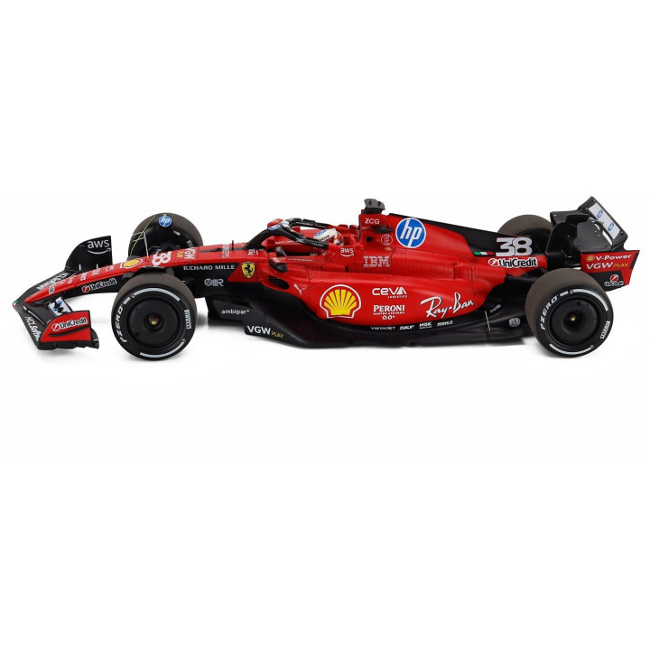 BBR MODELS FERRARI F1 SF-23 TEAM SCUDERIA FERRARI HP N 38 TEST FIORANO 2025 GUANYU ZHOU - POLYFOAM PACKAGING - RED BLACK 1/18