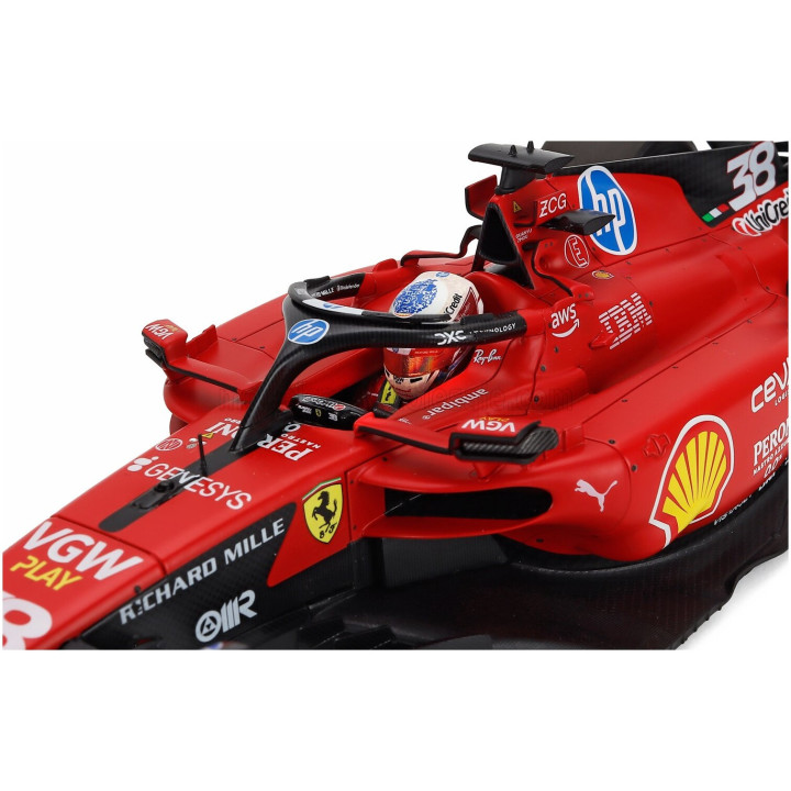 BBR MODELS FERRARI F1 SF-23 TEAM SCUDERIA FERRARI HP N 38 TEST FIORANO 2025 GUANYU ZHOU - POLYFOAM PACKAGING - RED BLACK 1/18