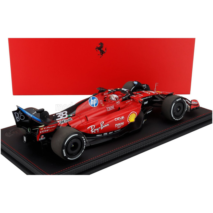 BBR MODELS FERRARI F1 SF-23 TEAM SCUDERIA FERRARI HP N 38 TEST FIORANO 2025 GUANYU ZHOU - CON VETRINA - WITH SHOWCASE - RED