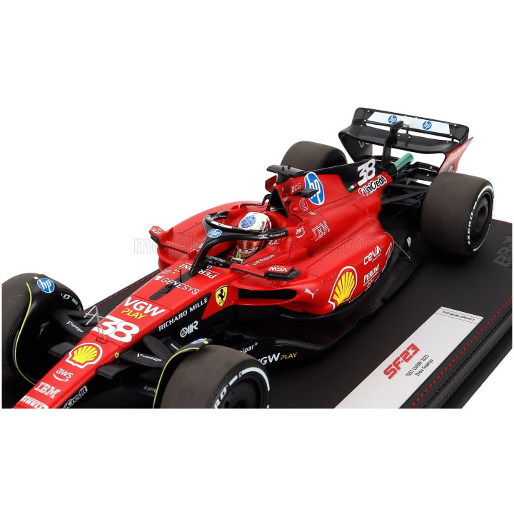 BBR MODELS FERRARI F1 SF-23 TEAM SCUDERIA FERRARI HP N 38 TEST FIORANO 2025 GUANYU ZHOU - CON VETRINA - WITH SHOWCASE - RED